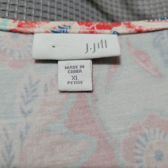 J Jill Size XL Petite Dress Tank Lightweight Rayon Knit Pleated Long Floral - Picture 8 of 11